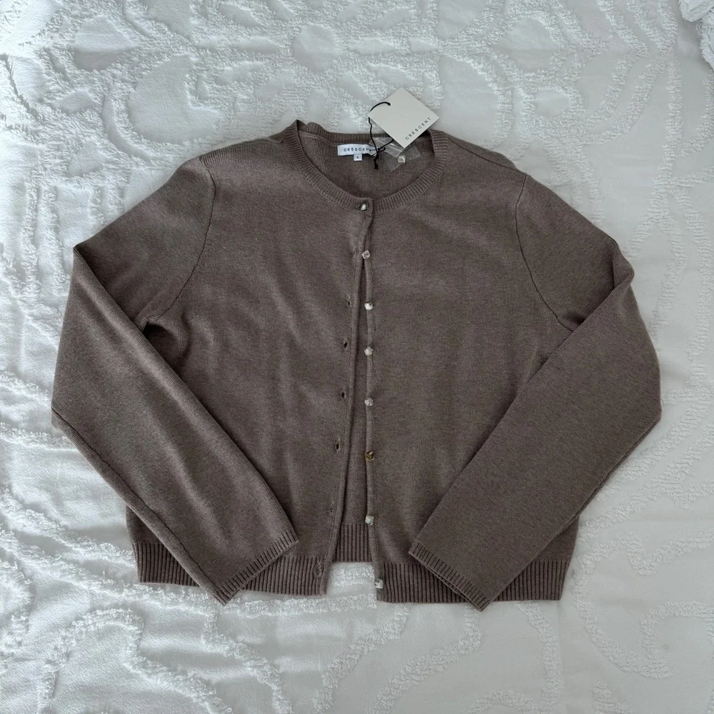 Crescent Brown Cardigan and Tank Top Set, Size S - Picture 2 of 6